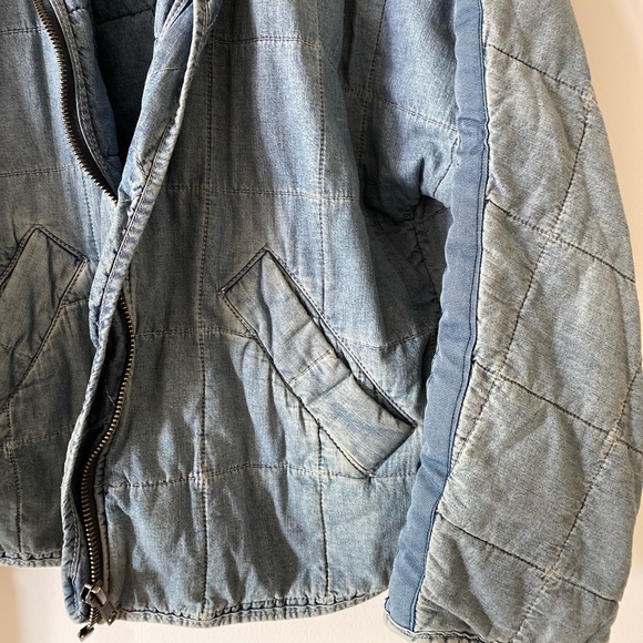 Free People Quilted Denim Jacket Size Small - Picture 5 of 5